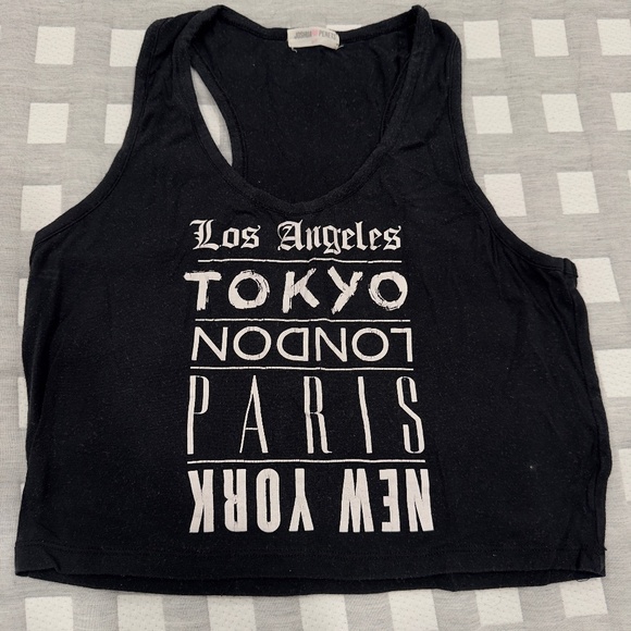 Joshua Peretz Black Tank Crop Top - Picture 1 of 1
